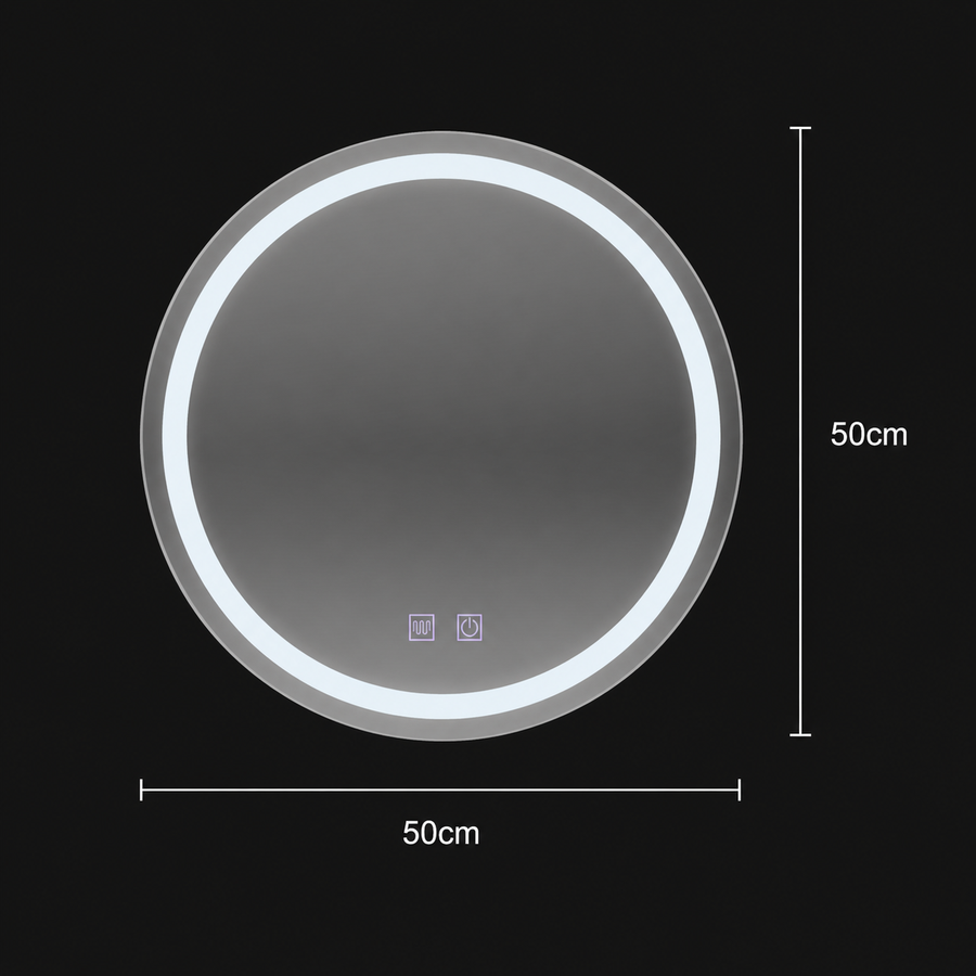 Miroir LED rond 50 cm Lucea Touch Antibuée System