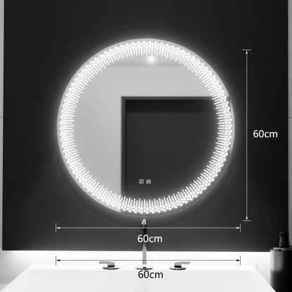 Miroir rond LED 60 cm, Stellaire Touch, système anti-buée, intensité variable
