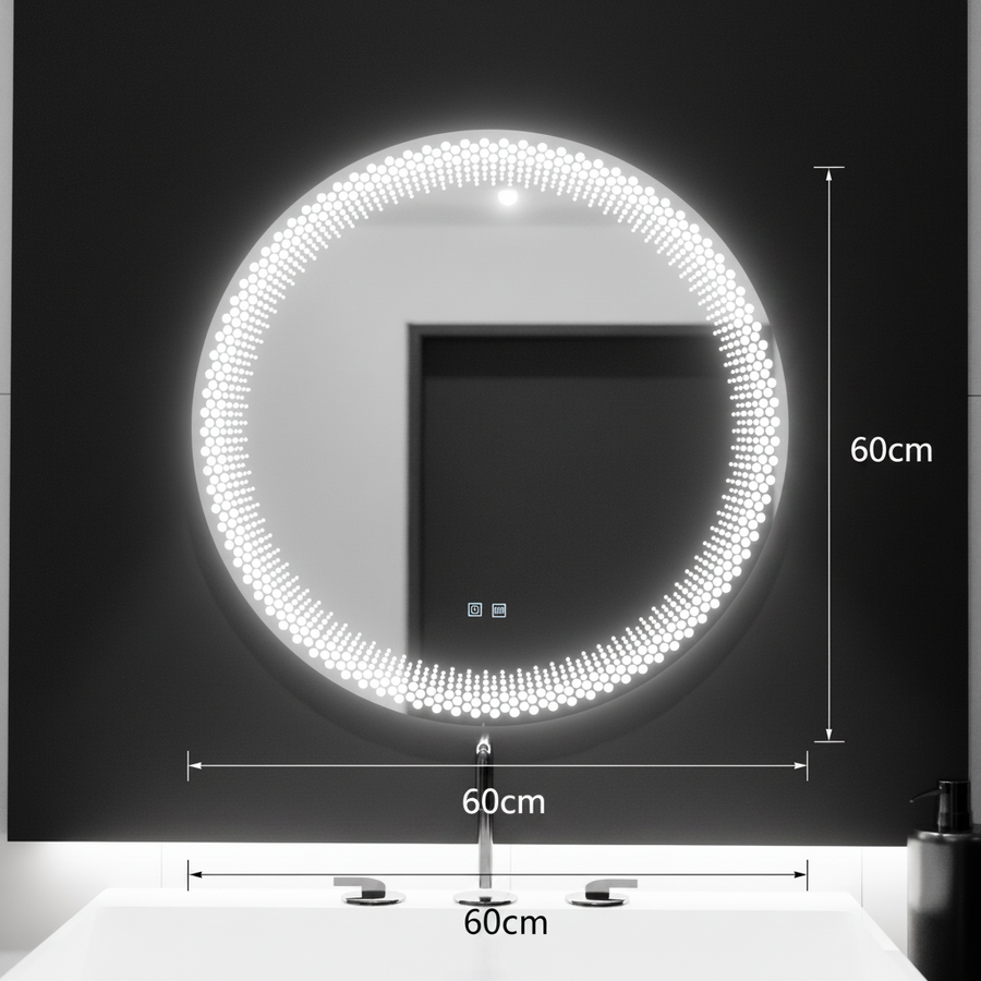 Miroir rond LED 60 cm, Stellaire Touch, système anti-buée, intensité variable
