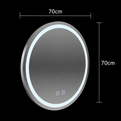 Miroir LED rond, 70 cm, Lucea Touch, système anti-buée, intensité variable