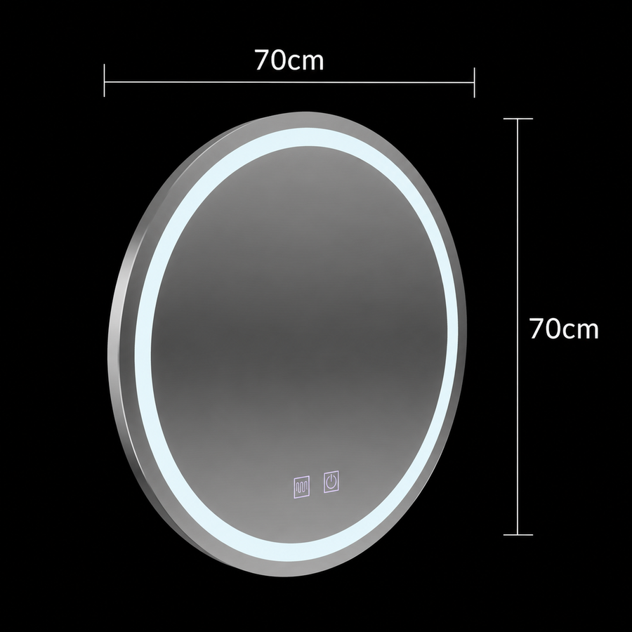 Miroir LED rond, 70 cm, Lucea Touch, système anti-buée, intensité variable