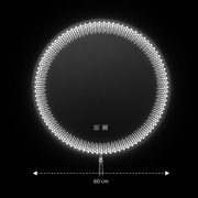Miroir LED rond Nexos, 60 cm, 24 W, lumière chaude/froide/neutre, capteur, système anti-buée, horloge, intensité variable