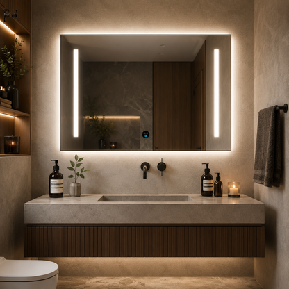 Miroir Giga LED, 80x60cm, Argent, Touch, lumière 6000K