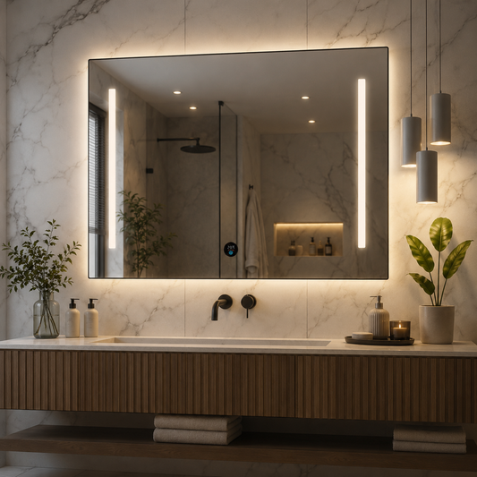 Miroir Giga LED, 80x60cm, Argent, Touch, lumière 6000K