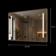 Miroir Giga LED, 80x60cm, Argent, Touch, lumière 6000K