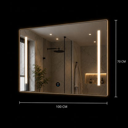 Miroir Giga LED, 80x60cm, Argent, Touch, lumière 6000K