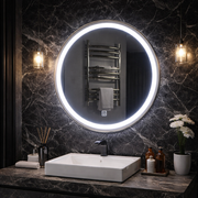 Miroir LED Touch Gallio, diamètre 60 cm, lumière froide 6000 K, miroir LED simple en verre Titre par défaut Alessandro Design