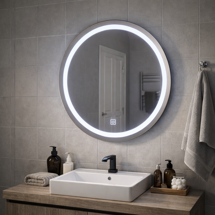 Miroir LED Touch Gallio, diamètre 60 cm, lumière froide 6000 K, miroir LED simple en verre Titre par défaut Alessandro Design