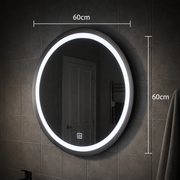 Miroir LED Touch Gallio, Diamètre 60cm, Lumière Froide 6000K, Verre