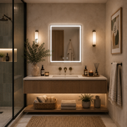 Miroir Giga LED, 80x60cm, Argent, Touch, lumière 6000K