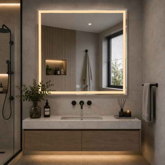 Miroir Giga LED, 80x60cm, Argent, Touch, lumière 6000K