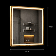 Miroir Giga LED, 80x60cm, Argent, Touch, lumière 6000K