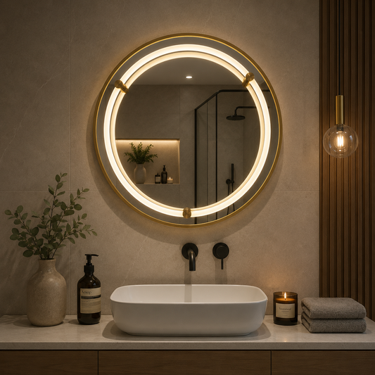 Miroir Giga LED, 80x60cm, Argent, Touch, lumière 6000K