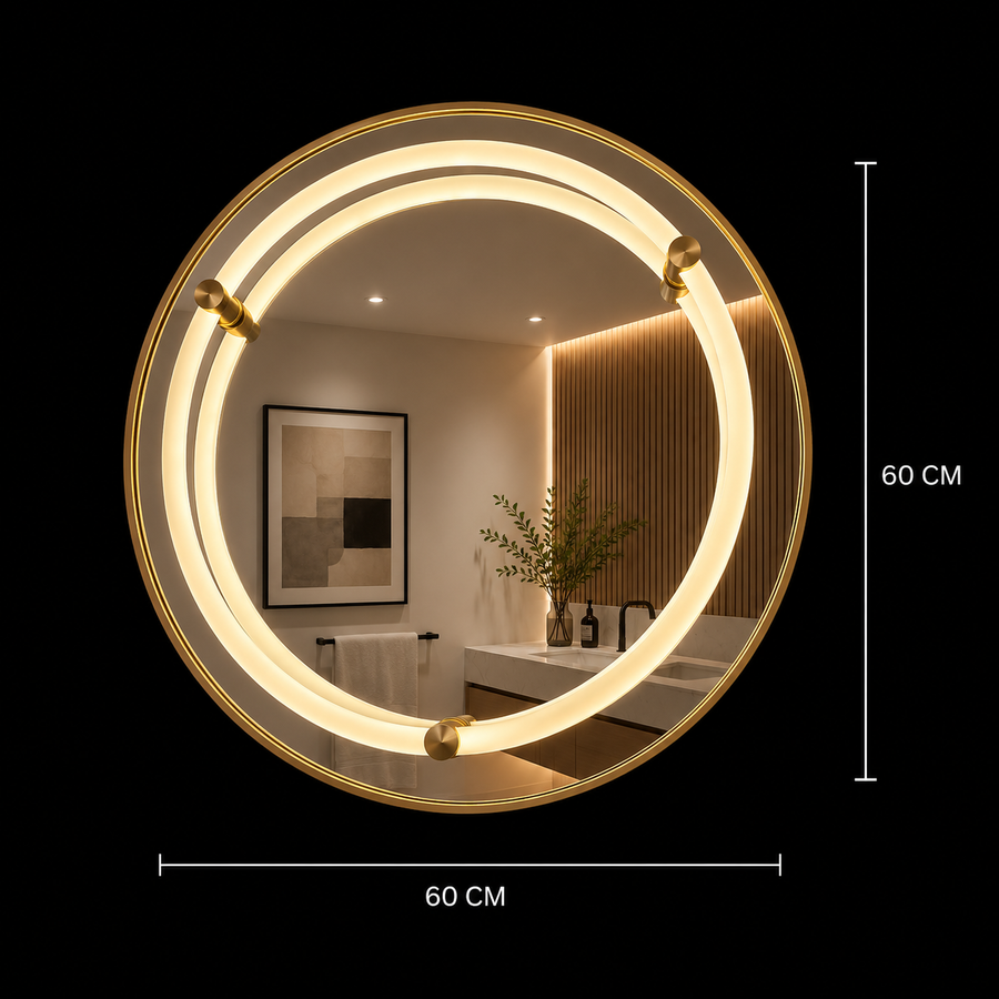 Miroir Giga LED, 80x60cm, Argent, Touch, lumière 6000K