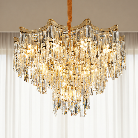 Lustre en cristal VETRA Magno 10xE14, D60 cm, doré, hauteur réglable, métal et cristal