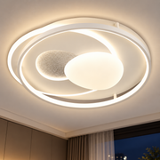 ISTARAVSHAN Lustre LED avec télécommande, Forme Ovale, 85W, Lumière Froide/Chaude/Neutre, Dimmable, Blanc