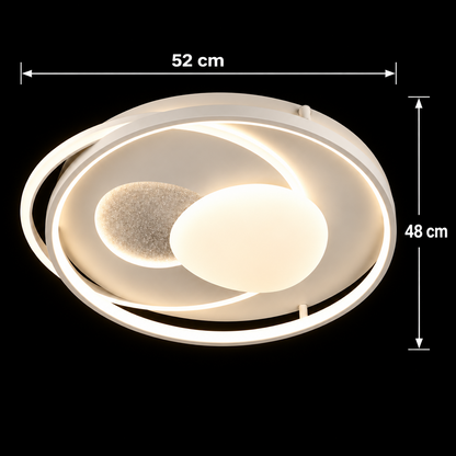 ISTARAVSHAN Lustre LED avec télécommande, Forme Ovale, 85W, Lumière Froide/Chaude/Neutre, Dimmable, Blanc