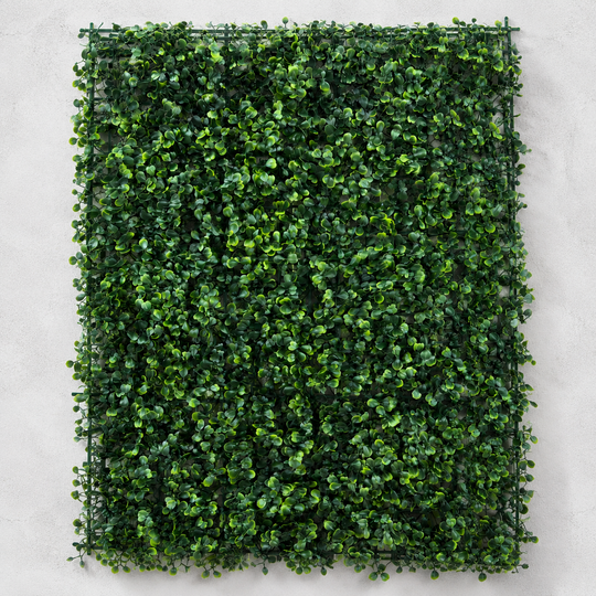 Panneau de haie de plantes artificielles à feuilles rondes, 40 x 60 cm, vert
