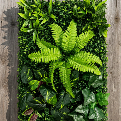 Panou de Gard Viu Artificial Mix Frunze de Piersic & Persan, 40 x 60 cm, Verde