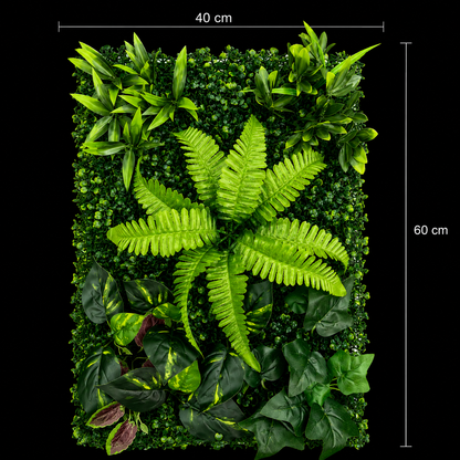 Panou de Gard Viu Artificial Mix Frunze de Piersic & Persan, 40 x 60 cm, Verde