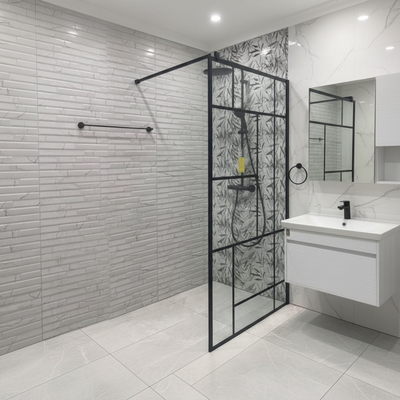 Paroi de douche à l'italienne MANITOBA, 70x195cm, Métal, Noir
