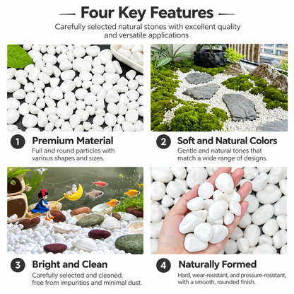 Pierres décoratives blanches pour le jardin, grand format, 20 kg
