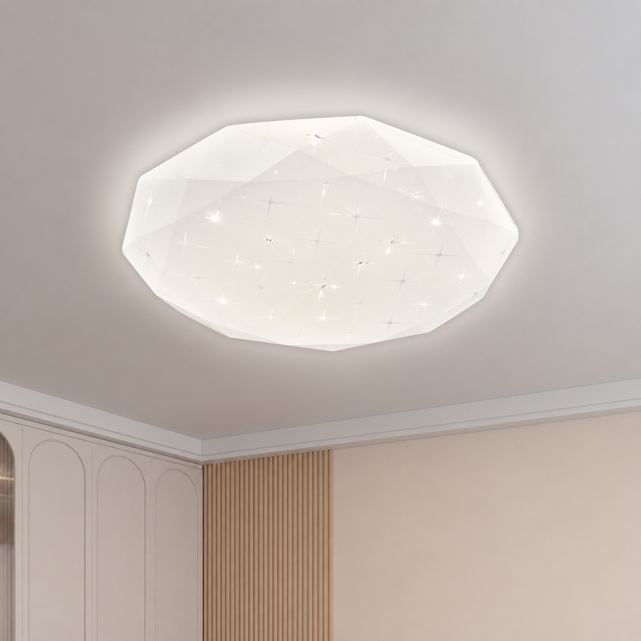 Plafonnier LED Hexagon 33 cm, 27W, 3000K / 4000K / 6000K, Blanc, Métal et Acrylique