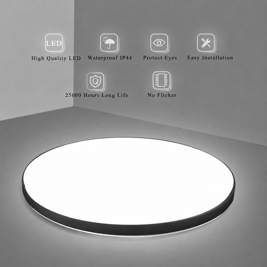 Plafonnier LED SOLIS 47cm 70W Lumière Froide Noir