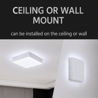 Plafonnier LED Carré, 36W, 22x22cm, Lumière Froide, 6000K, Blanc