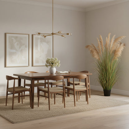 Herbe ornementale artificielle, 183 cm, avec 13 brins, roseau et herbe, vert foncé, sans pot