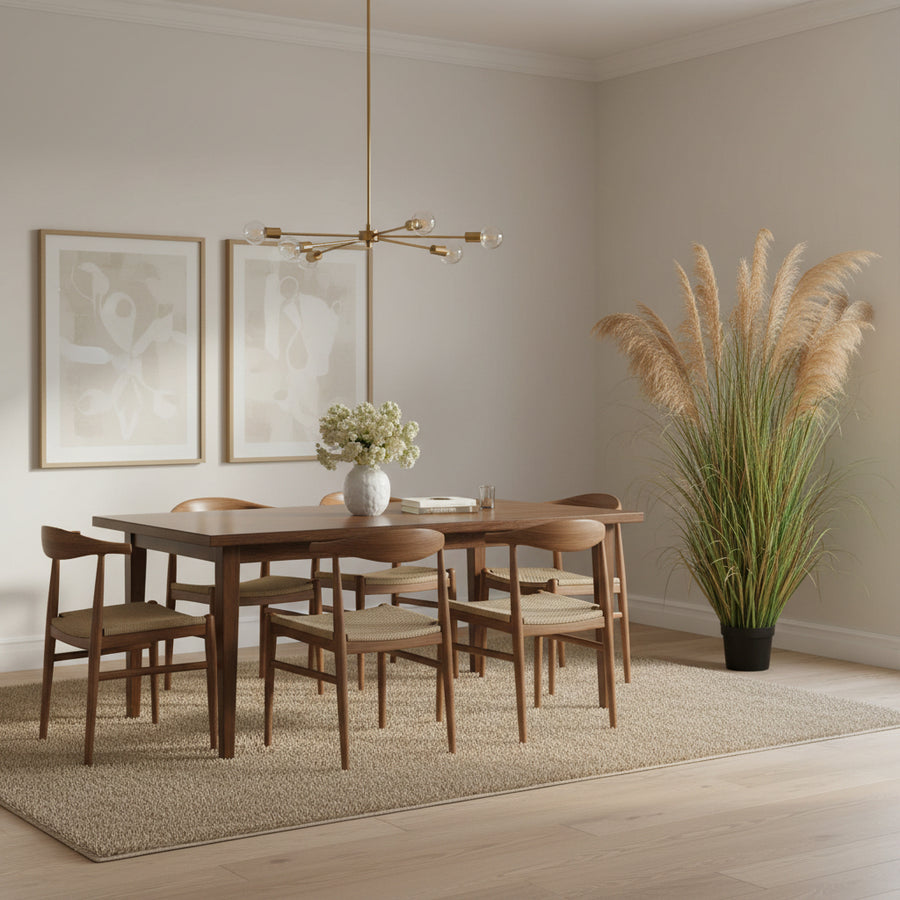 Herbe ornementale artificielle, 183 cm, avec 13 brins, roseau et herbe, vert foncé, sans pot