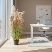 Plante artificielle ornementale, 90 cm, avec 5 fils, roseau et herbe, vert foncé, sans pot