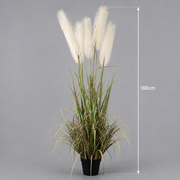 Plantă decorativă în ghiveci, 5 fire, 180cm, Stuf Artificial, Material Textil si Plastic, Verde si Roz