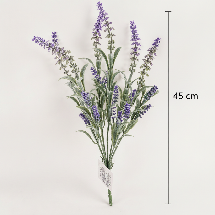 Plante artificielle, fleur de lavande décorative, 7 branches, 45 cm, violet et vert, lot de 2 pièces