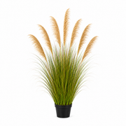 Herbe ornementale artificielle, 170 cm, avec 7 brins, roseau et herbe, vert foncé, sans pot