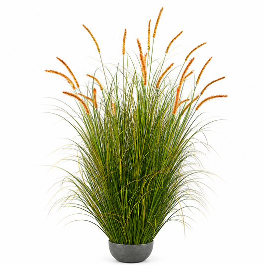 Plante ornementale de quenouilles artificielles, 150 cm, 26 tiges, herbe courbée et épices, vert foncé, sans pot