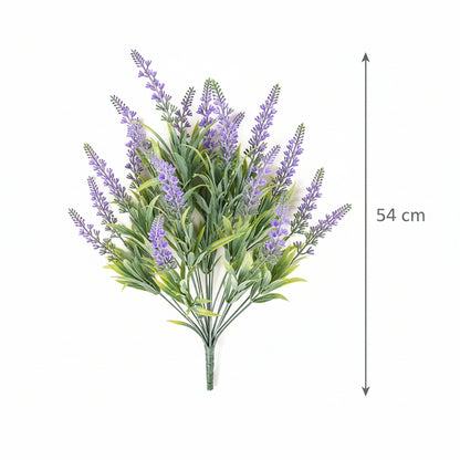 Plante artificielle, fleur de lavande décorative, 18 branches, 54 cm, violet et vert, lot de 2 pièces