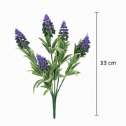 Plante artificielle, fleur de lavande décorative, 5 branches, 33 cm, violet et vert, lot de 2