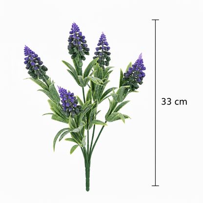 Plante artificielle, fleur de lavande décorative, 5 branches, 33 cm, violet et vert, lot de 2