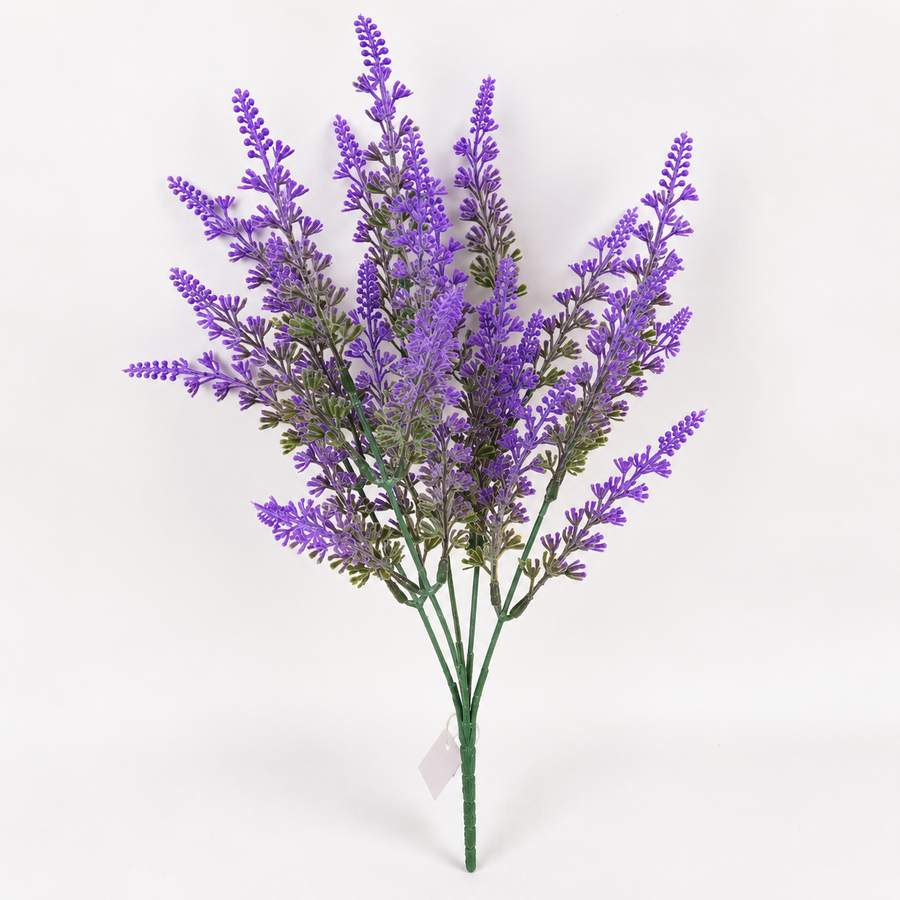 Plante artificielle, fleur de lavande décorative, 5 branches, 38 cm, violet et vert, lot de 2