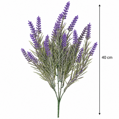 Plante artificielle, fleur de lavande décorative, 5 branches, 40 cm, violet et vert, lot de 2 pièces