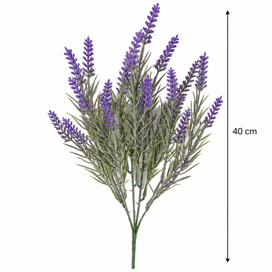 Plante artificielle, fleur de lavande décorative, 5 branches, 40 cm, violet et vert, lot de 2 pièces