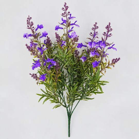 Plante Artificielle, Fleur de Lavande Décorative, 5 Branches, 41 cm, Violet Vert et Blanc, Lot de 2