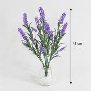 Plante artificielle, fleur de lavande décorative, 7 branches, 42 cm, violet et vert, lot de 2 pièces