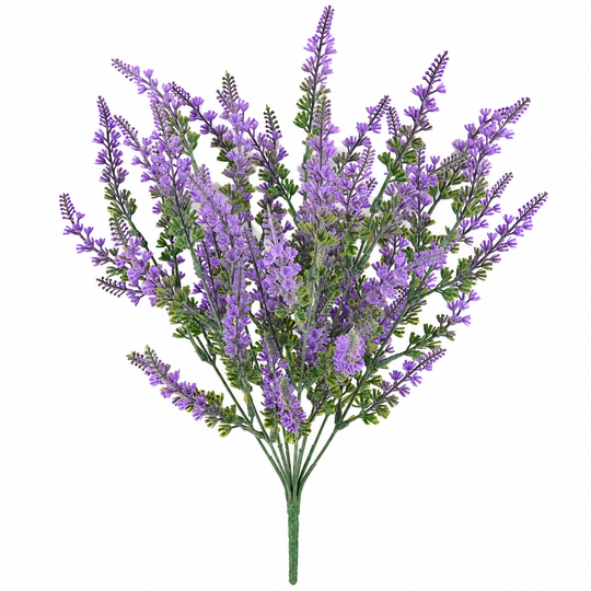 Plante artificielle, fleur de lavande décorative, 9 branches, 44 cm, violet et vert, lot de 2 pièces