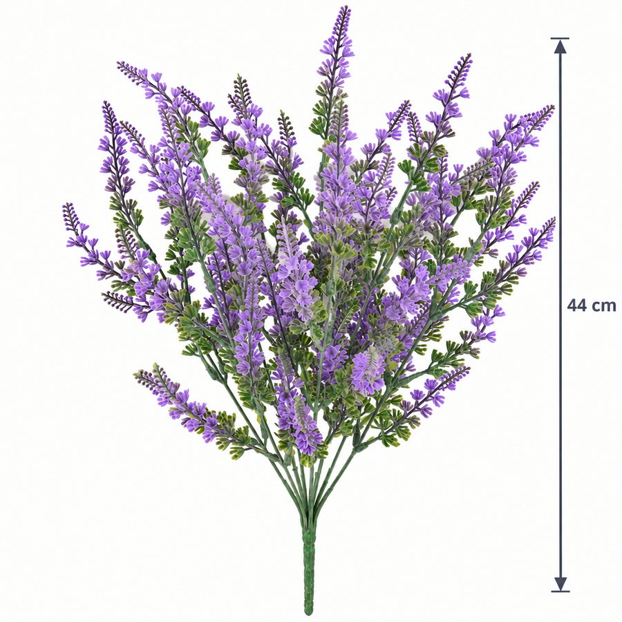 Plante artificielle, fleur de lavande décorative, 9 branches, 44 cm, violet et vert, lot de 2 pièces