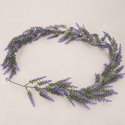 Guirlande de lavande décorative de plantes artificielles, aspect riche, 185 cm, 122 branches, vert et violet, lot de 2