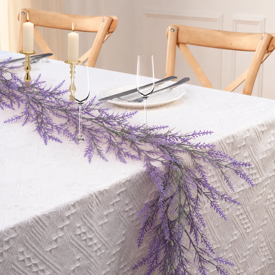 Guirlande de lavande décorative de plantes artificielles, aspect délicat, 185 cm, 122 branches, vert et violet, lot de 2