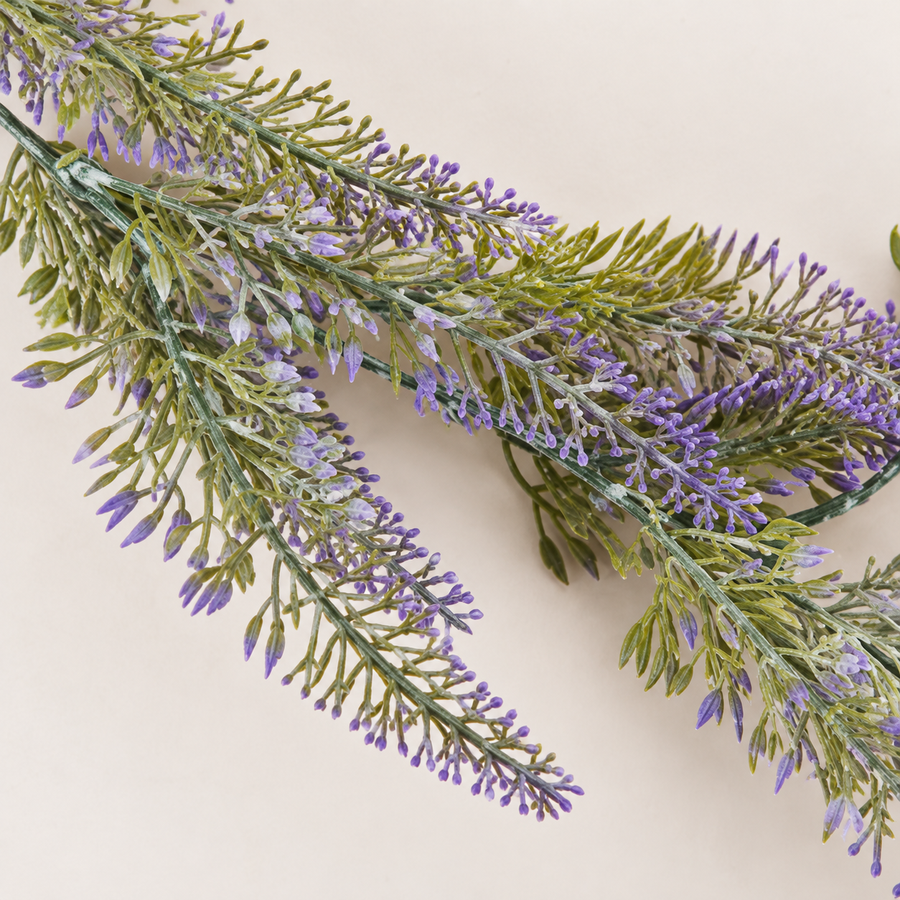 Guirlande de lavande décorative de plante artificielle, aspect volumineux, 183 cm, 72 branches, vert et violet, lot de 2 pièces