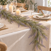 Guirlande de lavande décorative de plante artificielle, aspect volumineux, 183 cm, 72 branches, vert et violet, lot de 2 pièces